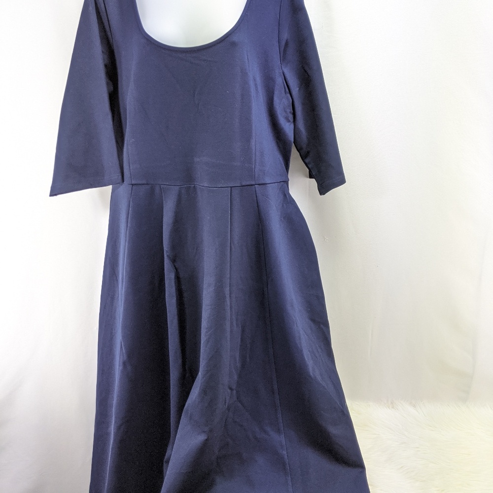 🍒NEW Career Casual Navy Blue Jersey Stretch Dress